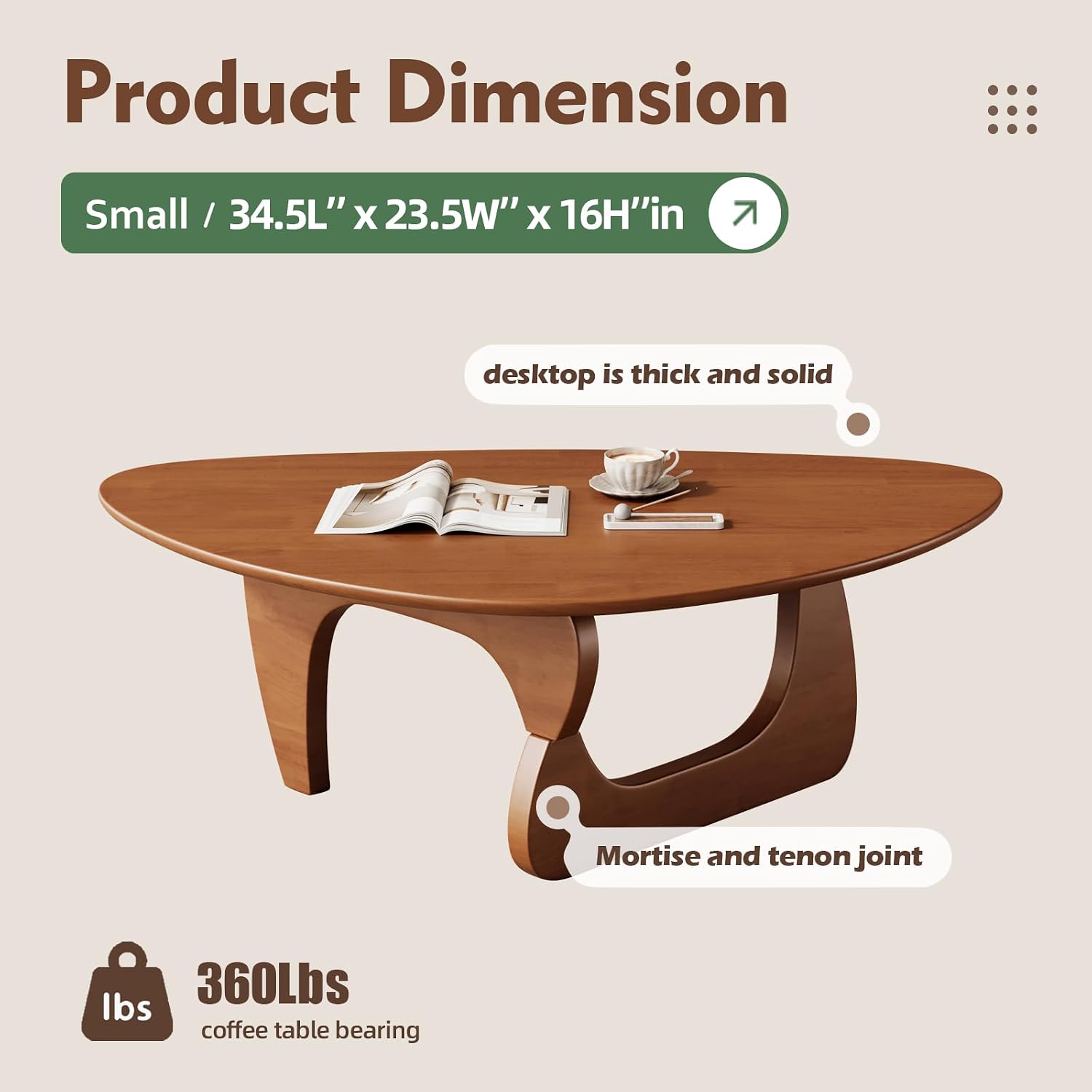 Mid-Century Walnut Coffee Table, 34.5 x 23.5 x 16 Inch - Image 2