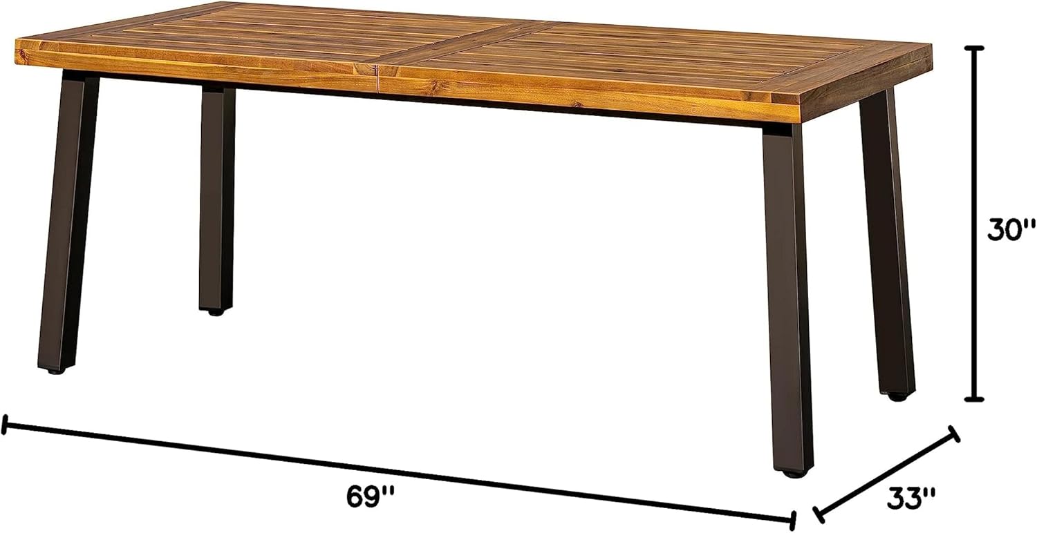Acacia Wood Dining Table for 6, Solid Wood - Image 2