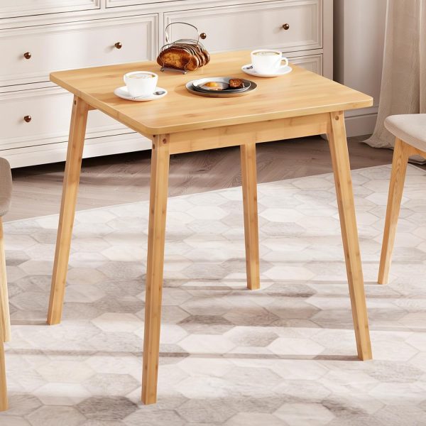 27.6 Inch Square Bamboo Dining Table for Two, Natural
