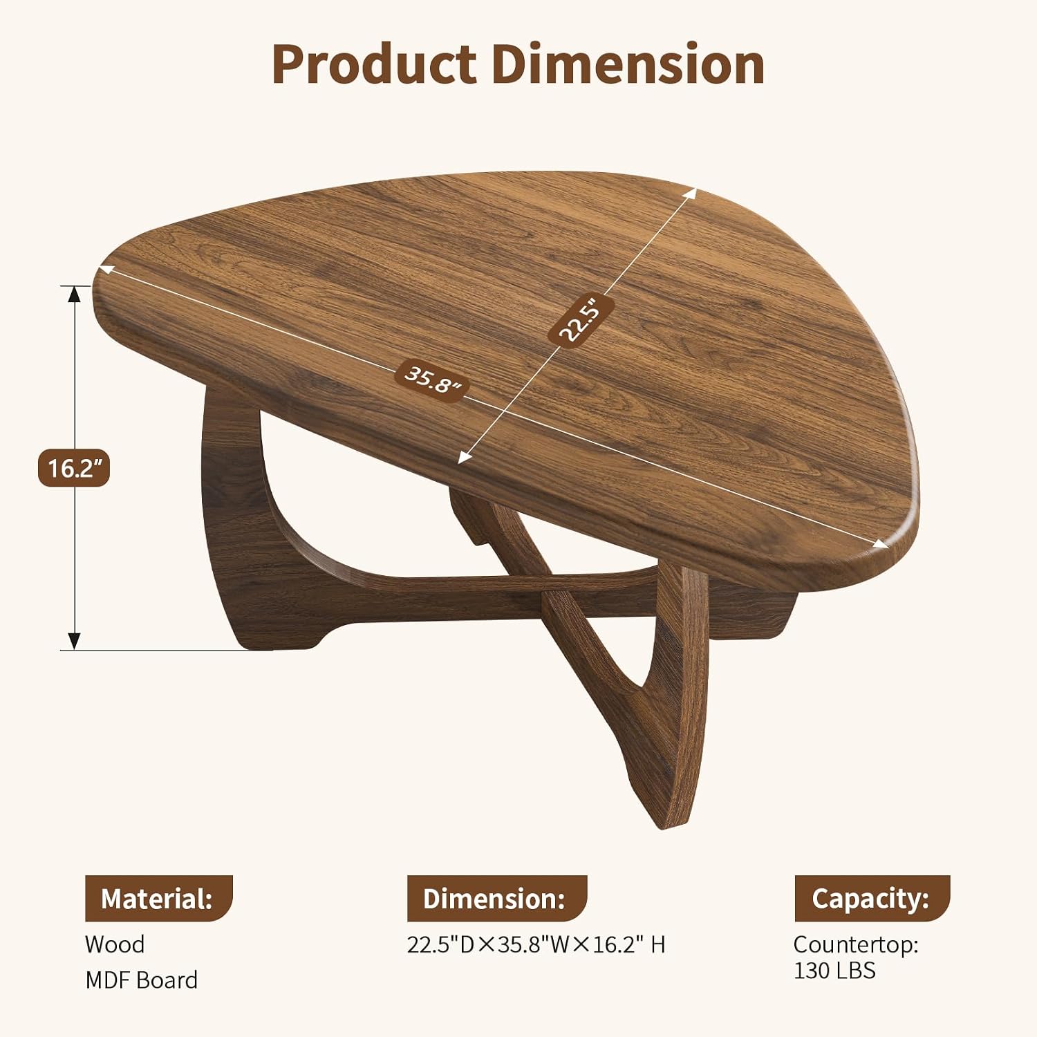 Mid-Century Modern Round Coffee Table, Wooden Center Table - Image 2