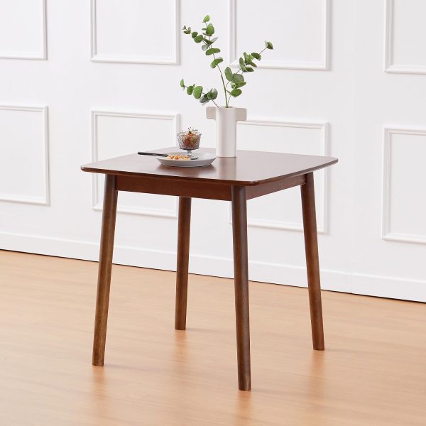 29.5 Inch Solid Oak Square Dining Table, Walnut