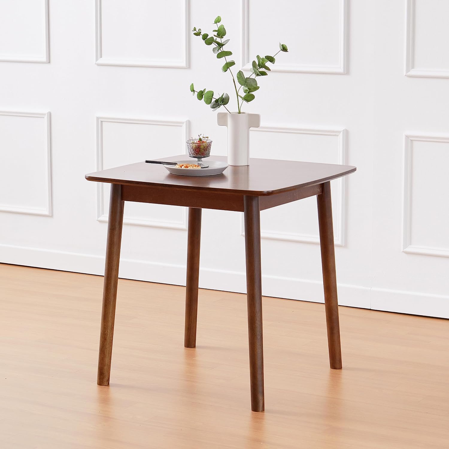 29.5 Inch Solid Oak Square Dining Table, Walnut