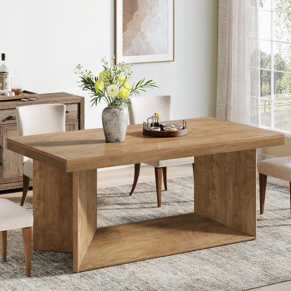 63 Inch Farmhouse Dining Table for 4-6, Brown