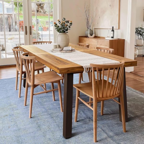 Acacia Wood Dining Table for 6, Solid Wood